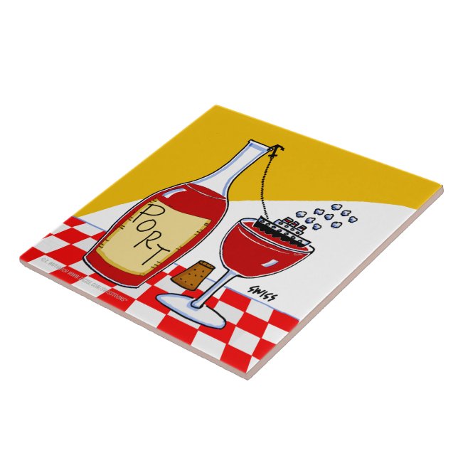 Funny Port Wine Cartoon Ocean Cruise Ship Tile (Side)