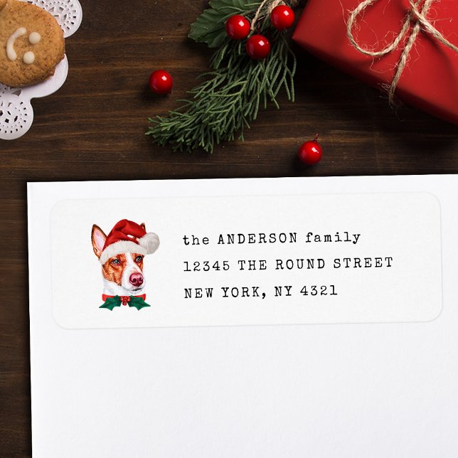 Funny Portuguese Podengo Xmas Dog Return Address Label (Creator Uploaded)