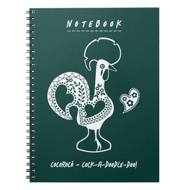 Funny Portuguese Rooster Modern Silhouette Notebook (Front)