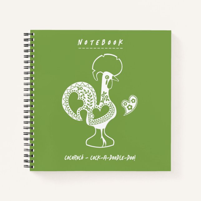 Funny Portuguese Rooster Modern Silhouette Notebook (Front)