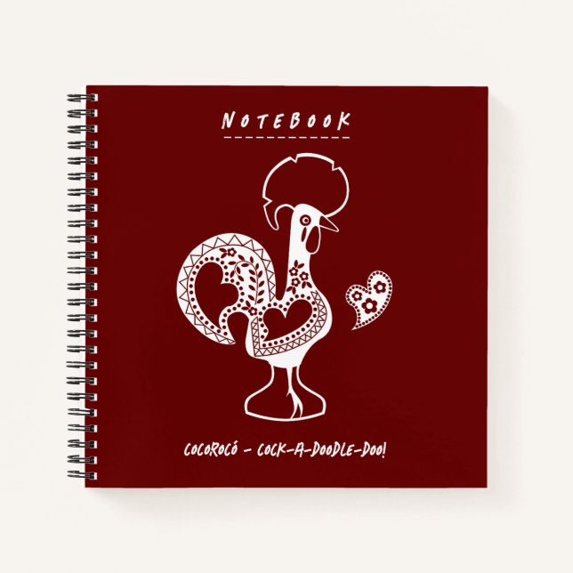 Funny Portuguese Rooster Modern Silhouette Notebook (Front)
