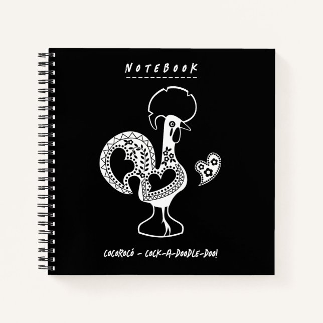 Funny Portuguese Rooster Modern Silhouette Notebook (Front)