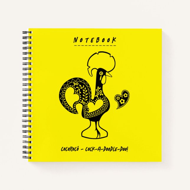 Funny Portuguese Rooster Modern Silhouette Notebook (Front)
