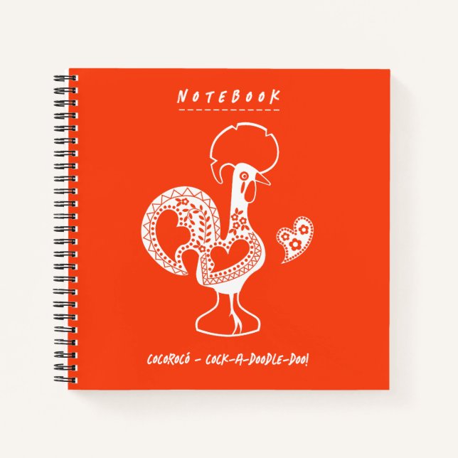 Funny Portuguese Rooster Modern Silhouette Notebook (Front)