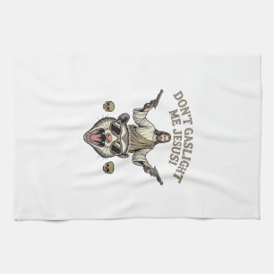 Funny Possum Jesus Vintage Engraving Shirt Design_ Tea Towel