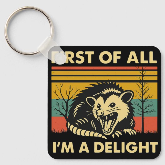Funny Possum Quote - First of All I'm a Delight  Key Ring (Front)