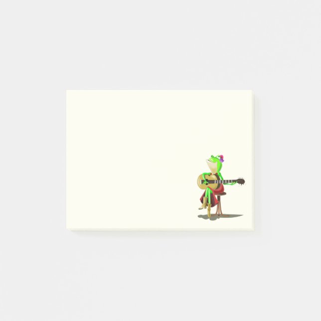 Funny Post it Notes with Frog Playing Guitar (Front)
