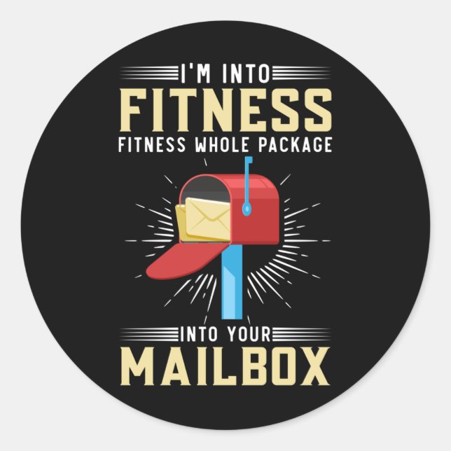 Funny Postal Worker Fitness Postman Classic Round Sticker (Front)