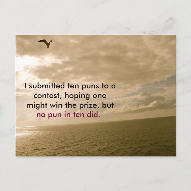 Funny Postcard about Puns, punny, Postcrossing (Front)