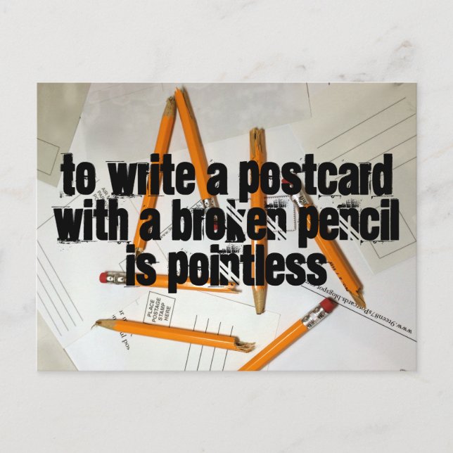 Funny Postcard, Pointless Pencil, Pun Postcrossing Postcard (Front)