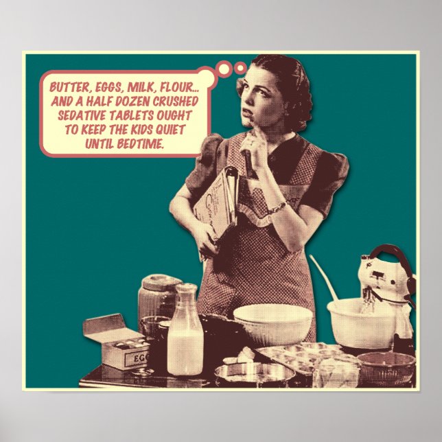 Funny Poster - Retro Housewife Sleepytime Cake (Front)