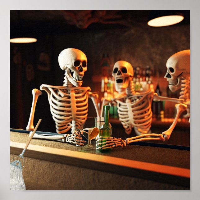 Funny poster   Skelletons in a bar (Front)
