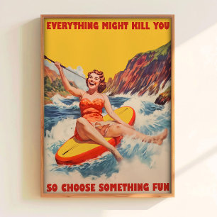 Funny Poster Sup Paddling Poster Retro Print Paddl