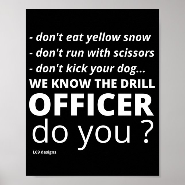funny poster  "WE KNOW THE DRILL" (Front)