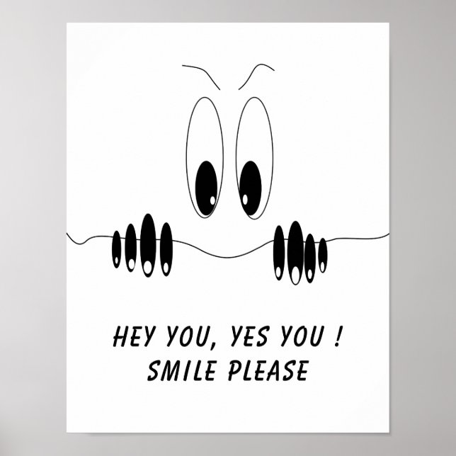 Funny Poster with Curiosity Eyes - Custom Text (Front)