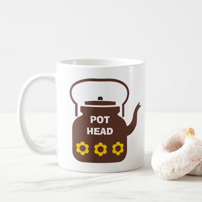 FUNNY! 🫖  Pot Head Mug – Coffee & Tea Lover  (With Donut)