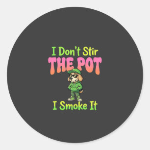 Funny Pot Smoking Dog Stoner Classic Round Sticker