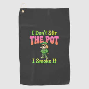 Funny Pot Smoking Dog Stoner Golf Towel