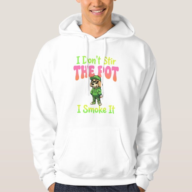 Funny Pot Smoking Dog Stoner Hoodie (Front)
