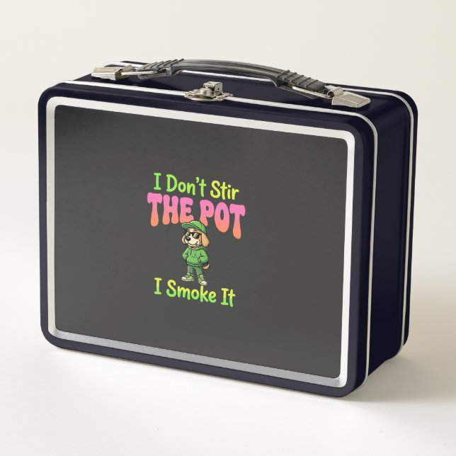 Funny Pot Smoking Dog Stoner Metal Lunch Box (Front)