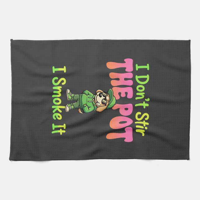 Funny Pot Smoking Dog Stoner Tea Towel (Horizontal)