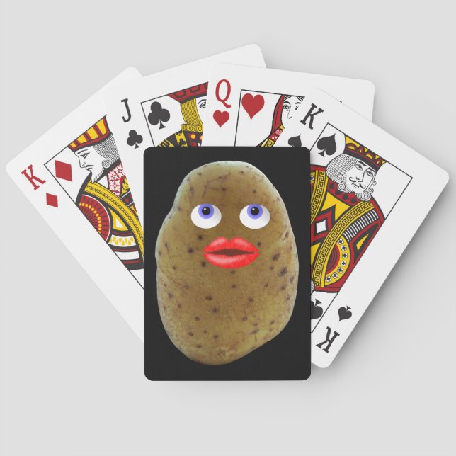 Funny Potato Cute Character With Blue Eyes Playing Cards (Back)