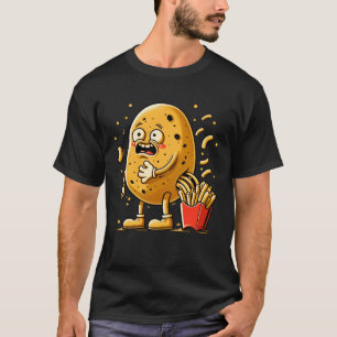 Funny Potato French Fries Cartoon Character Broken T-Shirt
