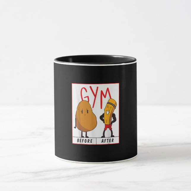 Funny Potato Gym Before After Workout Gift Fitness Mug (Center)