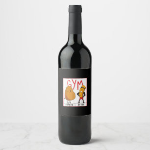 Funny Potato Gym Before After Workout Gift Fitness Wine Label