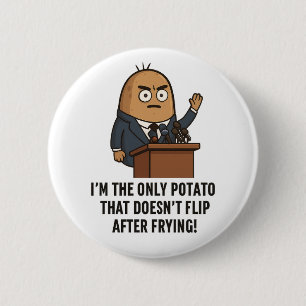 "Funny Potato Press Conference – Political Humor C 6 Cm Round Badge