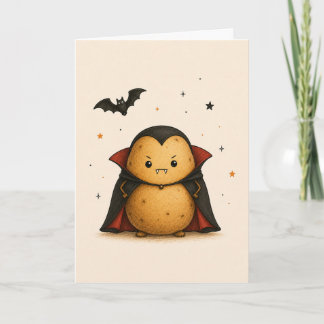 Funny Potato Vampire Happy Halloween Card