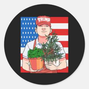 Funny Pothead Stoner Vote For President Trump Classic Round Sticker