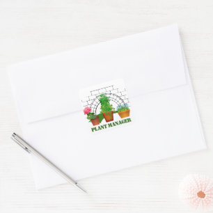 Funny Potted Flowers Plant Manager Personalised St Square Sticker