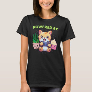 Funny Powered By Cats Cupcakes Plants Video Games T-Shirt