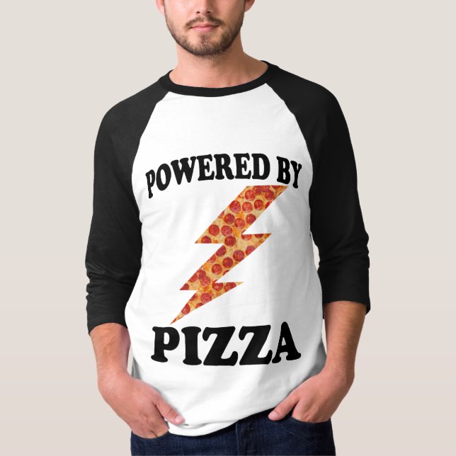 Funny Powered By Pizza Cool Pizza     T-Shirt (Front)
