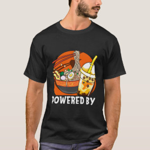 Funny Powered By Ramen Bubble Tea Cute Anime Kawai T-Shirt