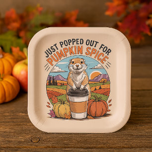 Funny Prairie Dog Fall Pumpkin Spice Humor Paper Plate