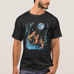 Funny Prawn Shrimp Howling at the Moon Ocean Sea L T-Shirt