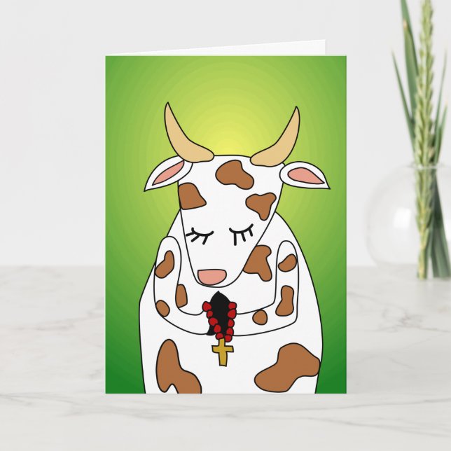 Funny Praying Holy Cow Old Age Humour Birthday Car Card (Front)