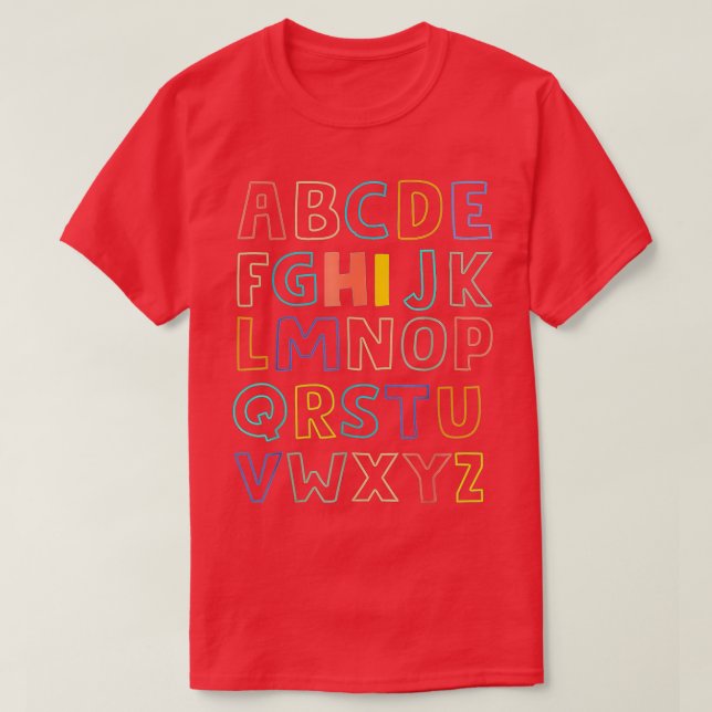 Funny Pre K Kindergarten Hi Alphabet Back To Schoo T-Shirt (Design Front)
