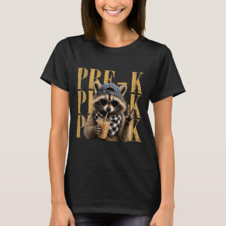 Funny Pre-K Preschool Teacher Fvibesl Racoon Back T-Shirt