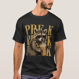 Funny Pre-K Preschool Teacher Fvibesl Racoon Back T-Shirt