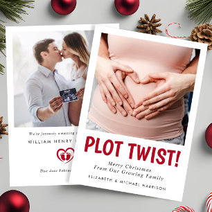 Funny Pregnancy Plot Twist Photo Christmas Holiday Card