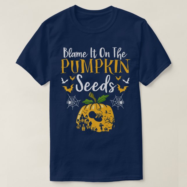 Funny Pregnancy Pumpkin Seeds Halloween Pregnancy  T-Shirt (Design Front)