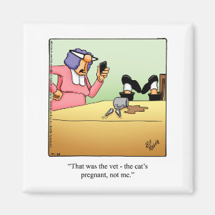 Funny Pregnant Cat Humour Magnet