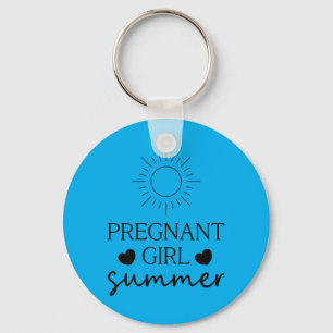 Funny Pregnant Girl Summer Mum to Be Beach Vibes Key Ring