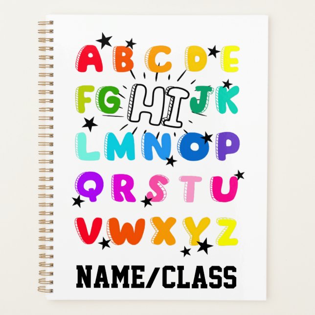 Funny PreK Kindergarten Hi Alphabet Back To School Planner (Front)