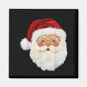 Funny Preppy Realistic Faux Yarn Santa Claus Merry Magnet