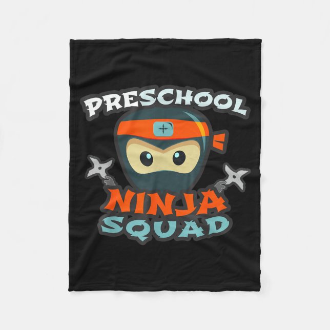 Funny PRESCHOOL NINJA SQUAD Back to School First Fleece Blanket (Front)