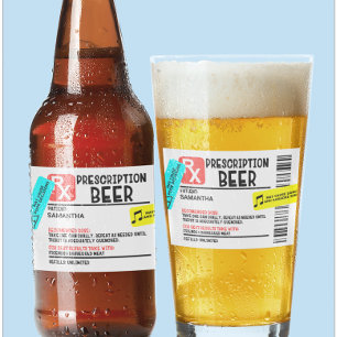 Funny Prescription Beer Warning Label Personalised
